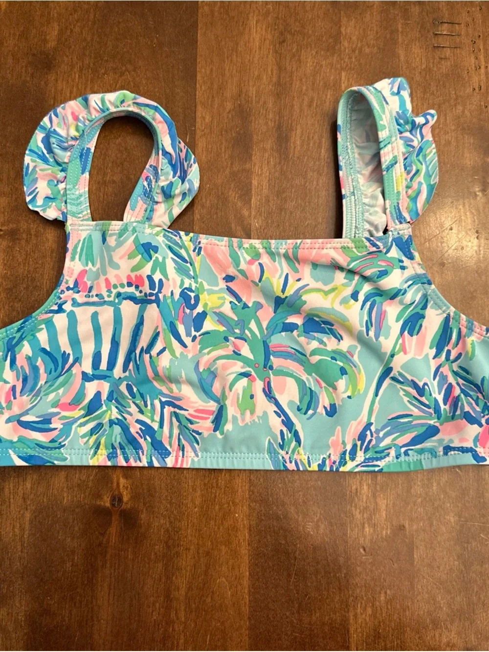Lilly Pulitzer Swim Bikini Top Kids Girls Size 14 Floral Ruffle Top Only GIRLS